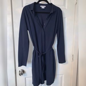 Lacoste Pique Polo Belted Shirt Dress Long Sleeve Collared Women's size 42 (L)